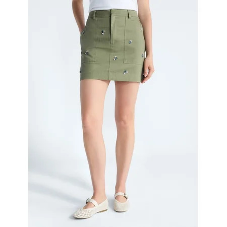 Free Assembly Women s and Women s Plus Embellished Cotton Carpenter Mini Skirt  Sizes 0-26W | Walmart (US)