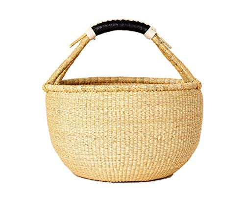 Extra Large Ghana Bolga African Dye-Free Market Basket with Black & Tan Handle - (Extra Large: 16... | Amazon (US)