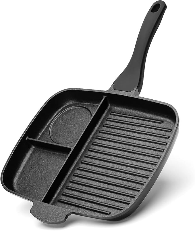 Sakuchi 11 Inch Divided Breakfast Pan 3 Section Compartment Grill Frying Pan Nonstick Induction A... | Amazon (US)