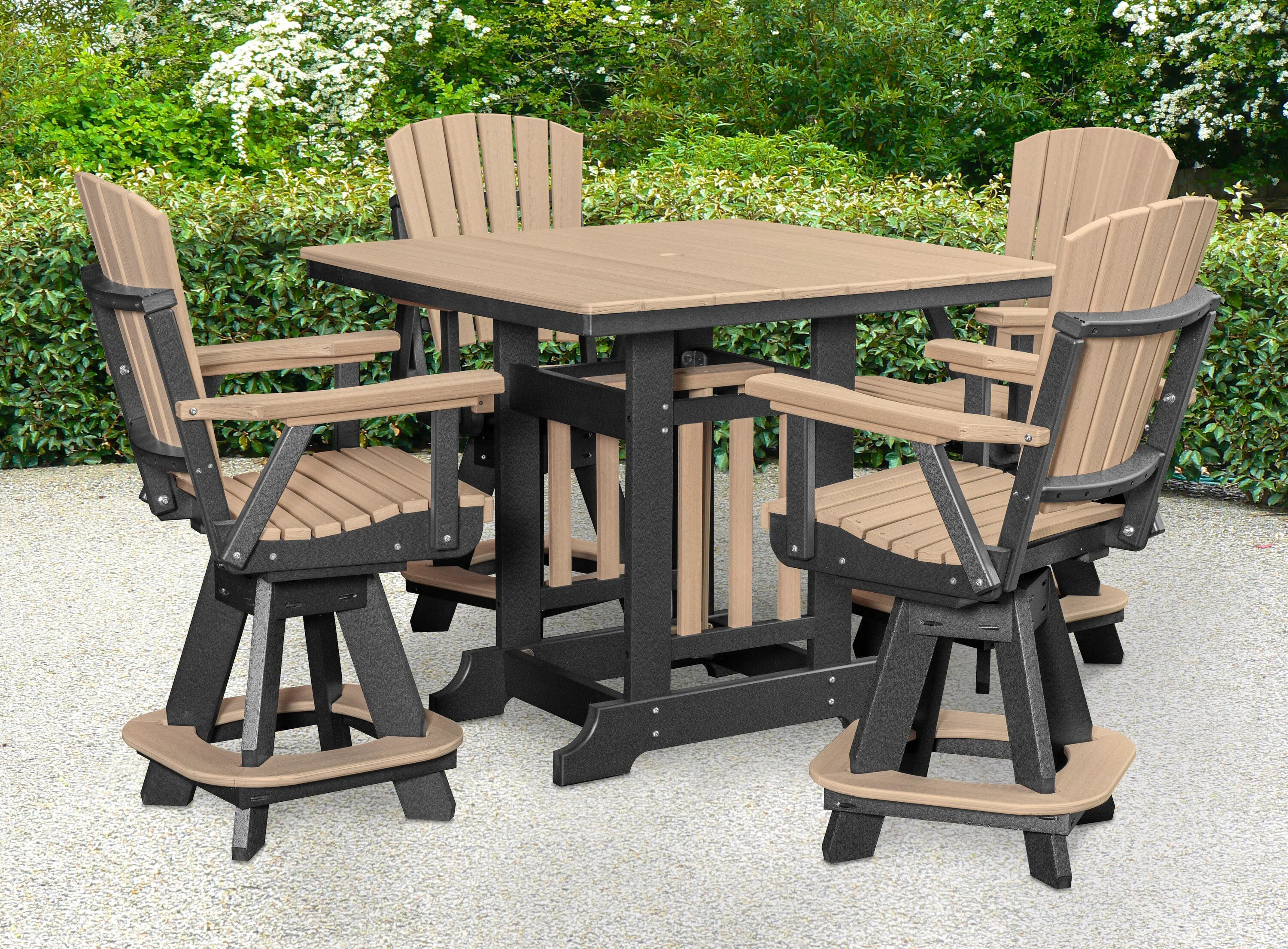 American Furniture Classics Adirondack 5 -Piece Black Counter height HDPE Square Table with 4 Swivel Chairs one_size | CJ130WWBK-K | Lowe's