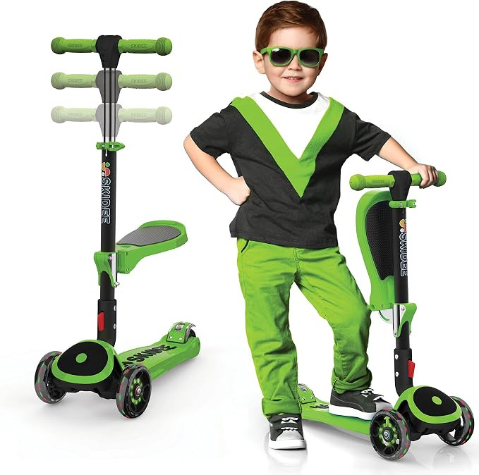 SKIDEE Kick Scooters for Kids Ages 3-5, Adjustable Height Foldable Scooter with Removable Seat, 3... | Amazon (US)