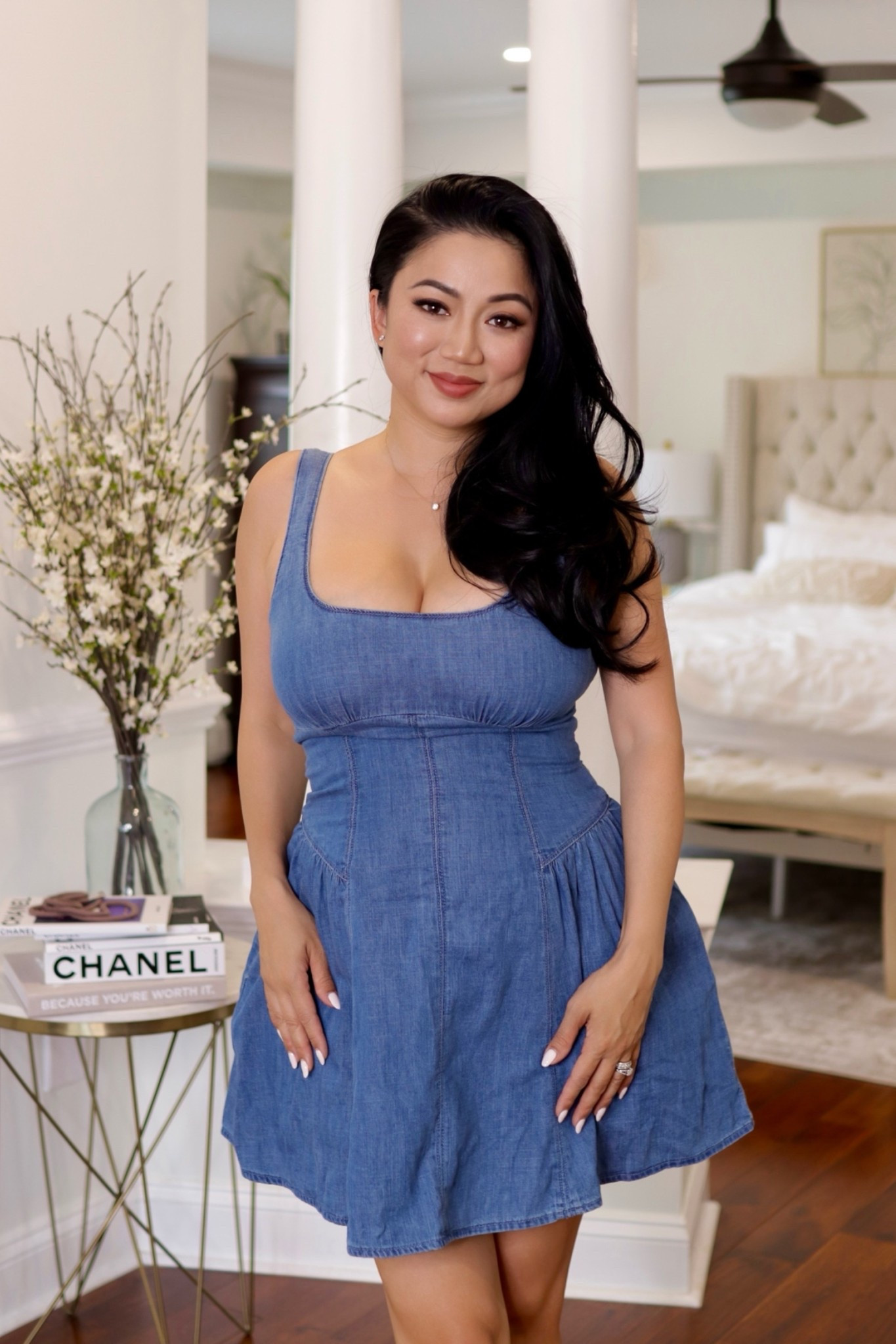 Chambray Mini Dress // This flattering mini dress is in our soft chambray fabric. Features a scoop neckline with subtle picot-trim detail, back smocking, adjustable straps, a dipped waistline with a flowy skirt and a seamed-in bra with removable pads to go bra-free.

#LTKdayinmylife #LTKgrwm #LTKootd