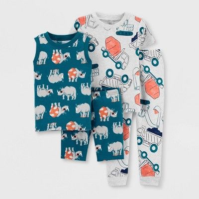 Toddler Boys' 4pc Rhino Construction Pajama Set - Just One You® made by carter's Gray/Blue | Target