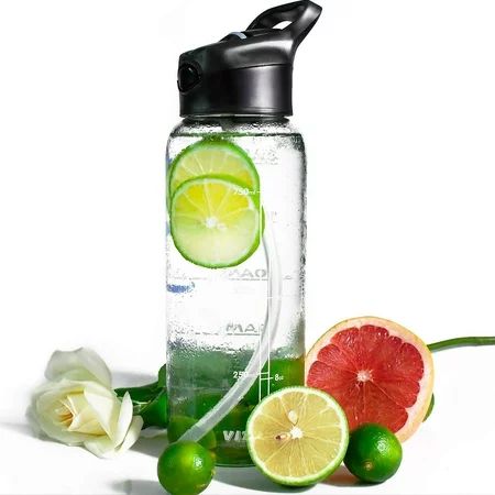32 OZ Glass Water Bottle with Straw,Motivational Water Bottle with Time Marker,1 Liter Glass Water B | Walmart (US)