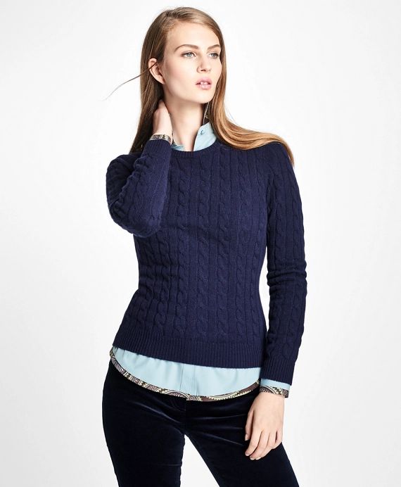 Cashmere Cable Crewneck Sweater | Brooks Brothers