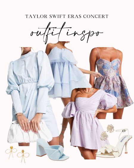 Taylor Swift Eras Concert outfit inspiration 🤍 it’s giving… lover/lavender haze vibes. Obsessed with these cute light blue and lavender mini dresses, and these feminine accessories. 

#LTKunder100 #LTKFestival