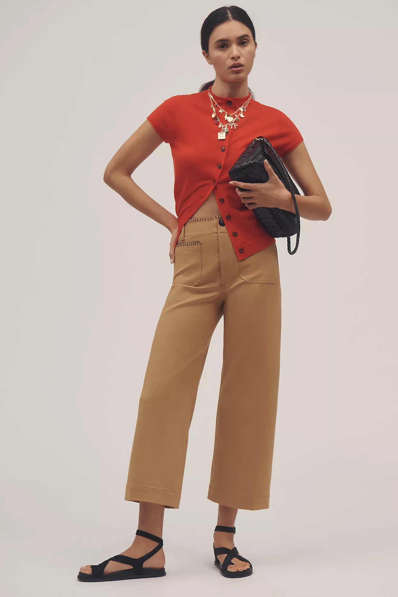 The Colette Cropped Wide-Leg Pants by Maeve: Whipstitch Contrast Edition | Anthropologie (US)