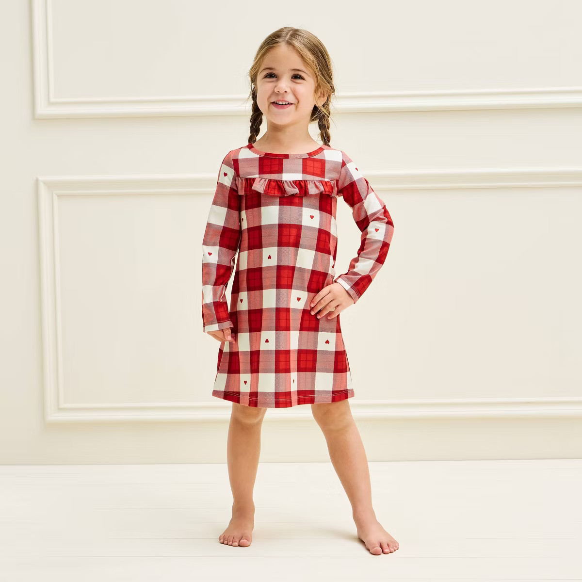 Toddler Girls' Holiday Plaid Long Sleeve Nightgown - Cat & Jack\u2122 Red/Green 4T | Target