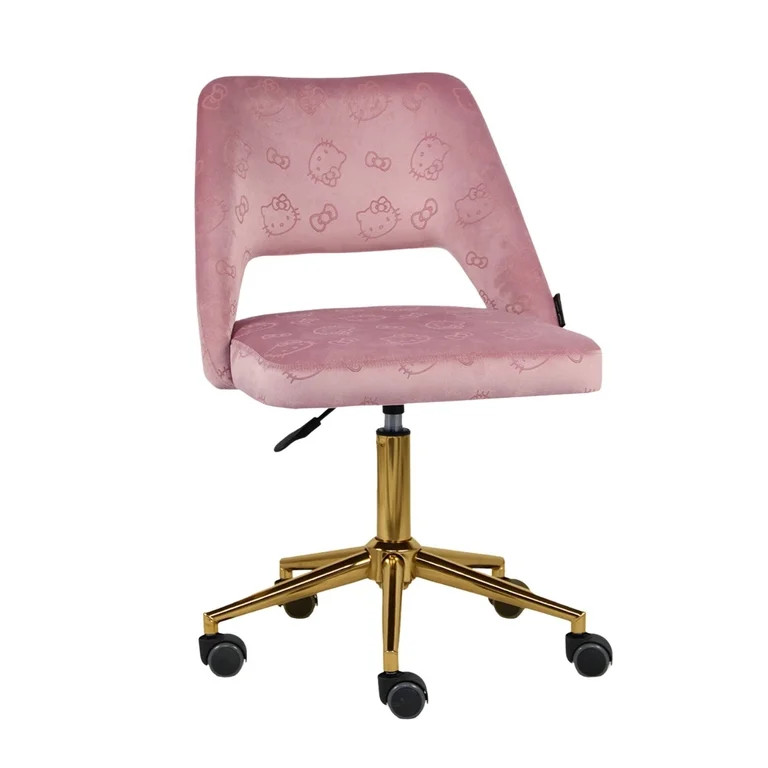 Impressions Vanity Hello Kitty Velvet Swivel Vanity Desk Chair with Backrest and Wheels (Pink) | Walmart (US)