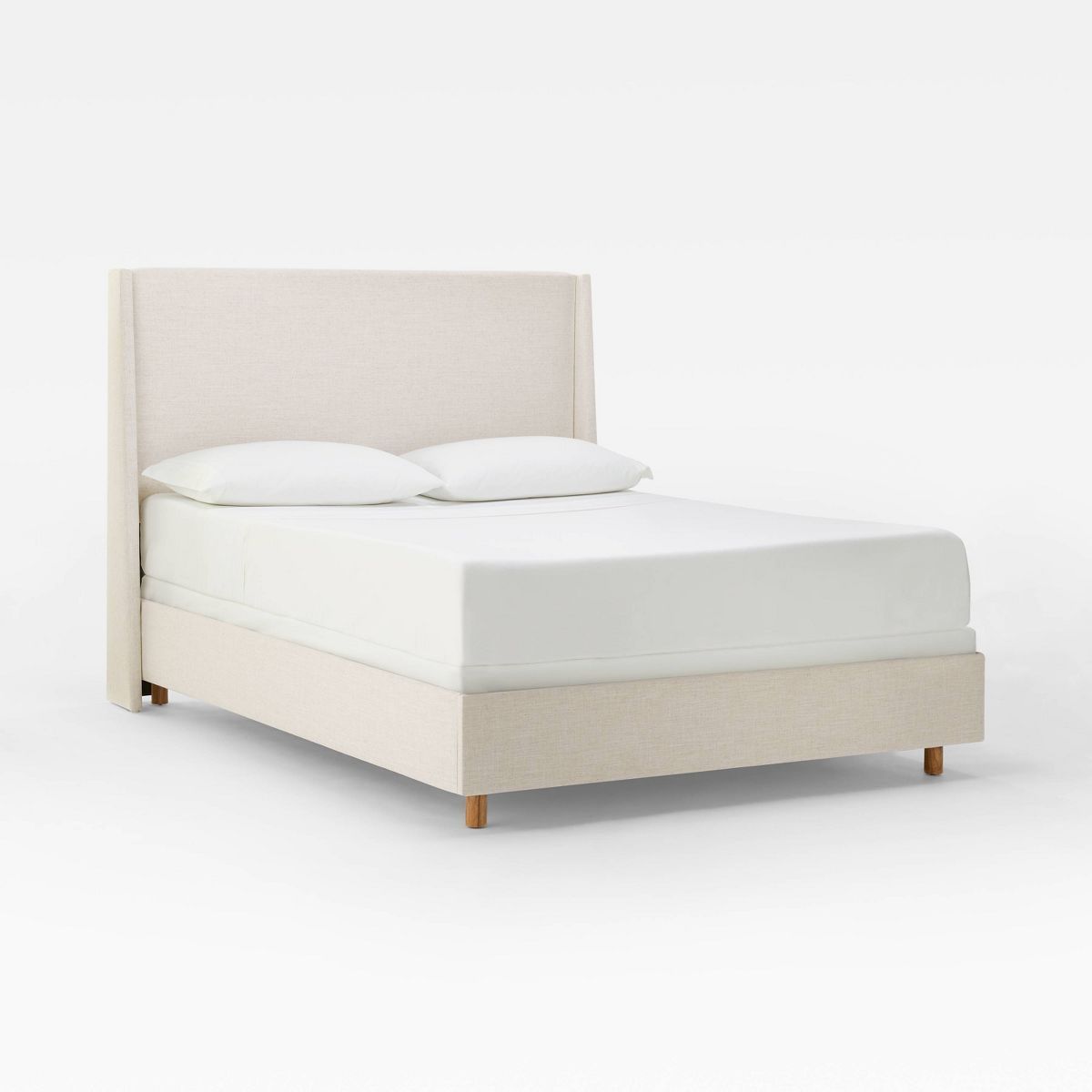 Queen Encino Fully Upholstered Bed Cream Linen - Threshold™ designed with Studio McGee | Target