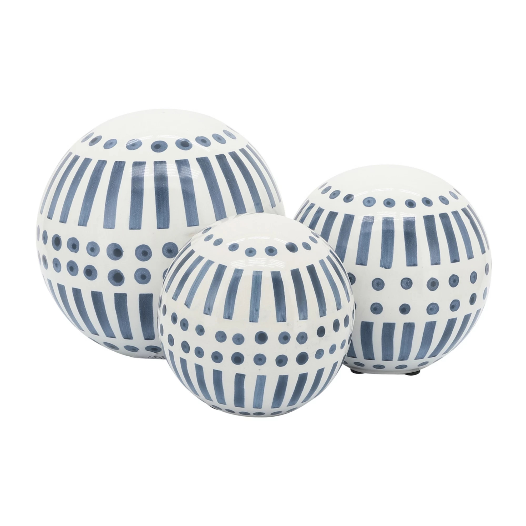 Sagebrook Home Neutral Modern Line Design Decorative Orb Set Of 3 | Kohl's
