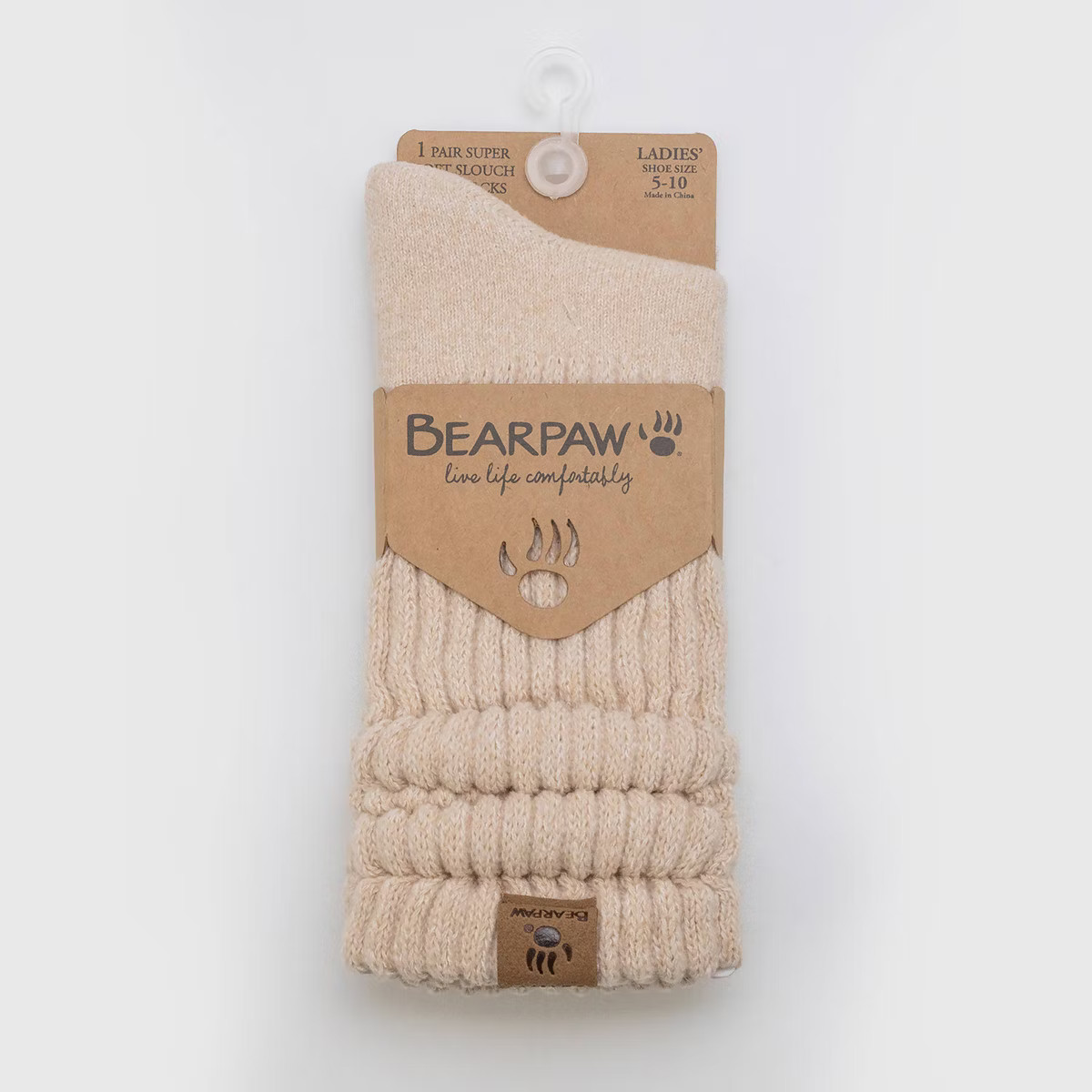 Bearpaw Women's Boot Crew Socks Rib Leg Slouch 1pk - Oatmeal Heather | Target