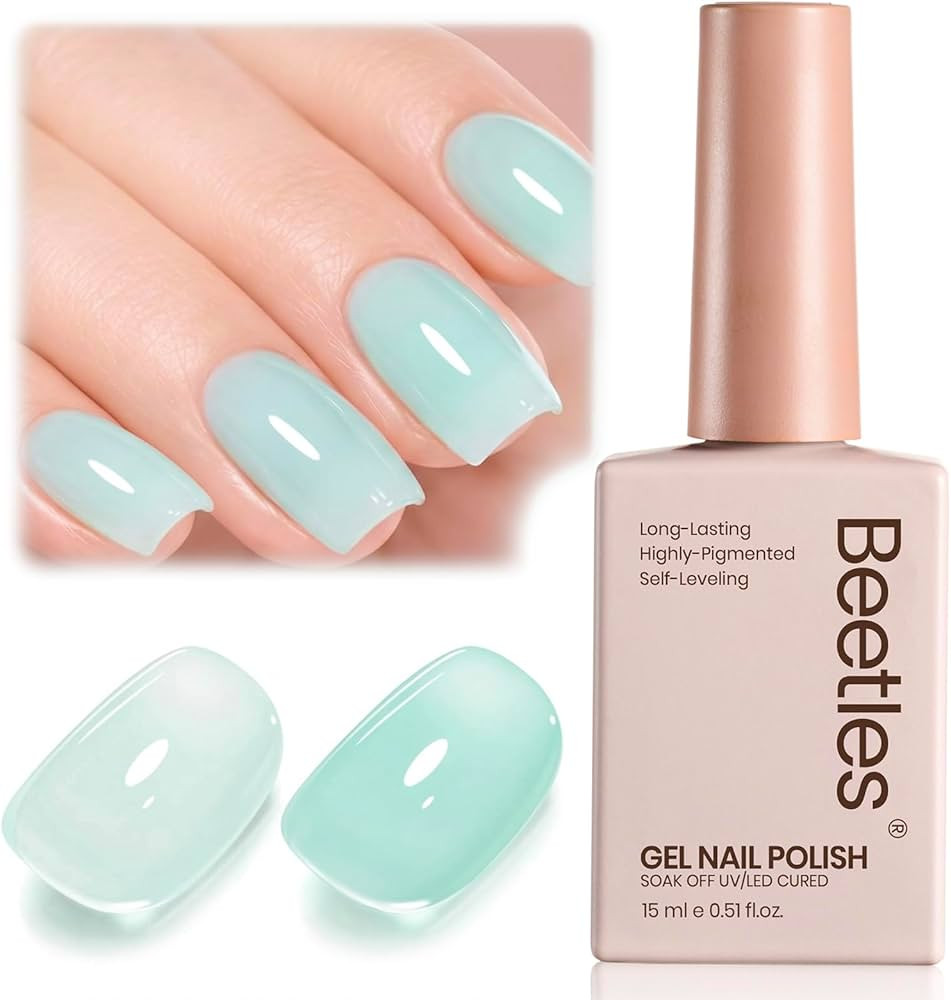 Beetles Mint Green Gel Nail Polish - 15ML Mint Mambo Summer Jelly Gel Nail Polish Sheer Transluce... | Amazon (US)