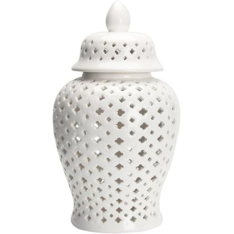 Amazon.com: rockible Ceramic Ginger Jar Display Lattice Hollow Vase Temple Jar Porcelain Storage ... | Amazon (US)