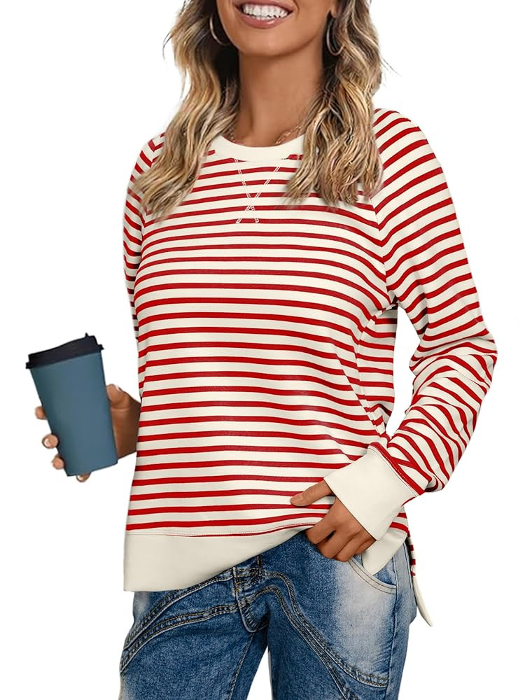 Glamaker Womens Long Sleeve Sweatshirt Casual Crewneck Sweatshirts Loose Fit Pullover Tops | Amazon (US)