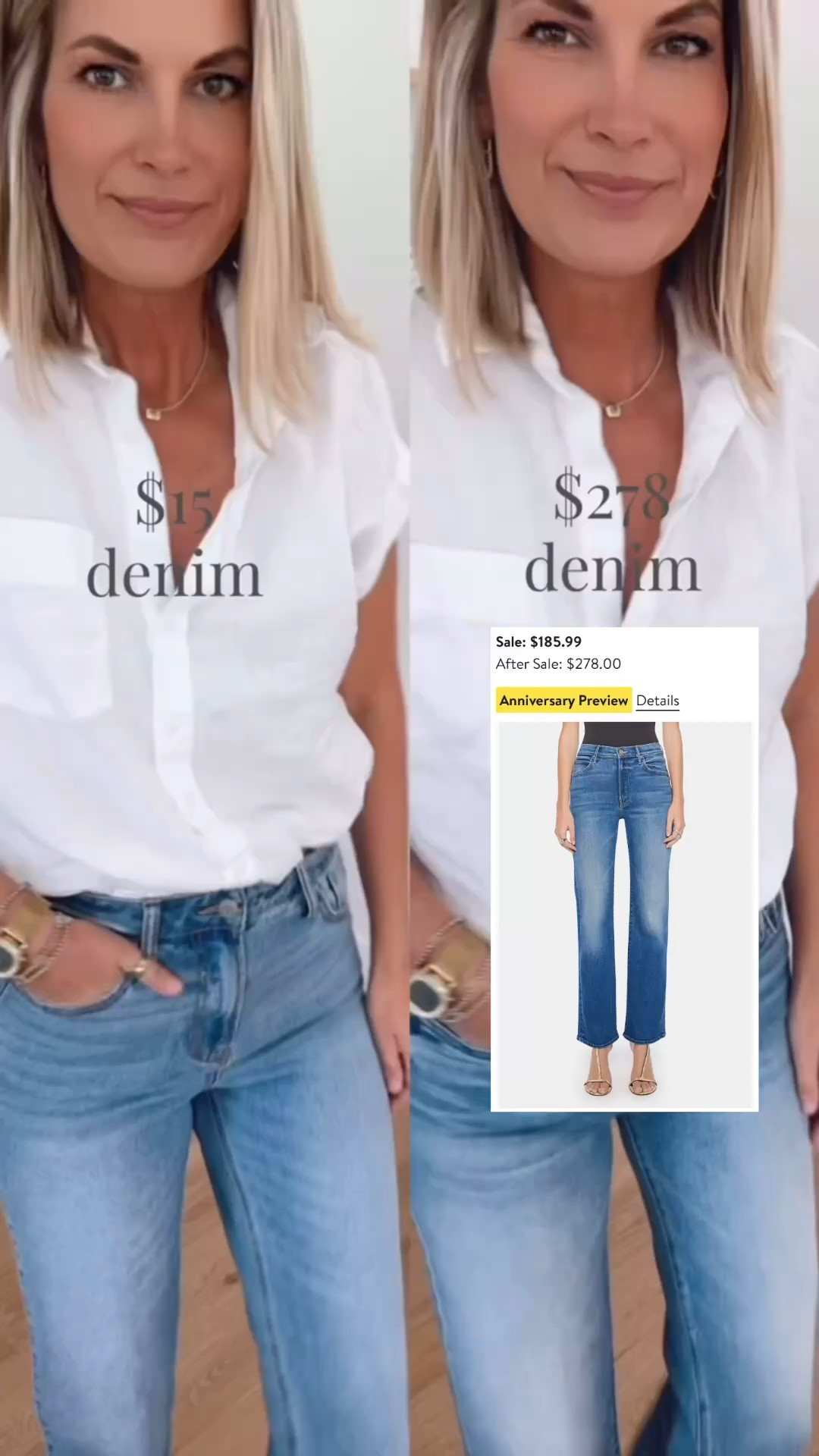 Save or splurge denim. The splurge pair is part of the Nordstrom anniversary sale in a slightly darker wash perfect for fall! Save jt to your wishlist. They’re a high sell out risk based on last year’s sale!

I am 5’11” wearing 27 in the splurge and 4 regular in the save. ** note I sized down in the length for a cropped fit. Sandals true to size. Wearing small in the linen shirt.

#LTKootd #LTKSaleAlert #LTKTall