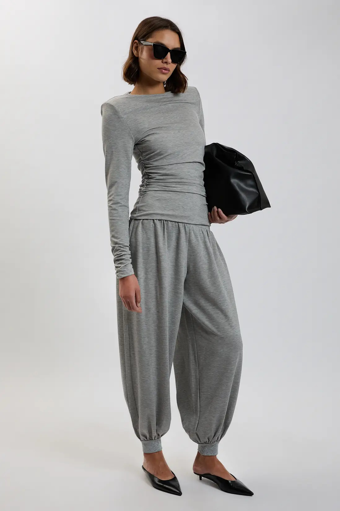 Wide Balloon Viscose Jersey Joggers | Karen Millen