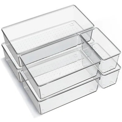 Large Clear Plastic Drawer Organizer Trays, Acrylic Kitchen Drawer Organization And Storage Dividers(Clear/6 Pack) | Wayfair North America