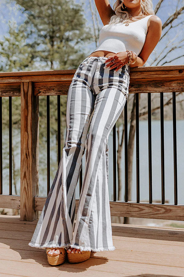 The Serina High Waist Flares In Slate • Impressions Online Boutique | Impressions Online Boutique