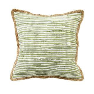 Riley Green/White 20 in. x 20 in. Striped Jute Bordered Polyfill Indoor Throw Pillow 3863A2084D93... | The Home Depot