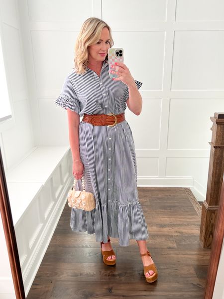 This dress keeps selling out but you can pre-order it now and it’s 100% worth it! Classic & timeless. I added my own belt and linking some similar ones since mine is old Anthro. Wearing size small in the dress. Also linking my accessories! 

#LTKItBag #LTKStyleTip #LTKShoeCrush