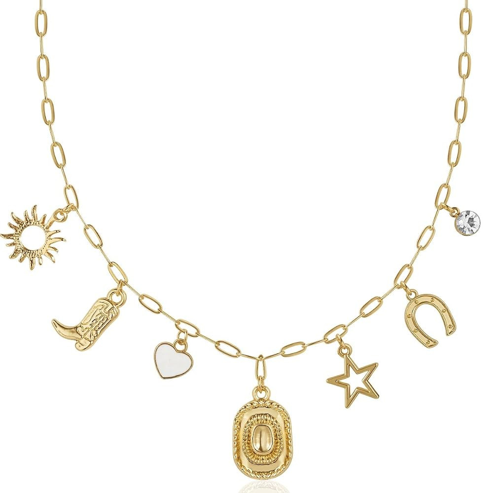Humble Chic NY Gold Charm Necklace for Women - Paperclip Chain Necklace with Trendy Charms, Chunk... | Amazon (US)