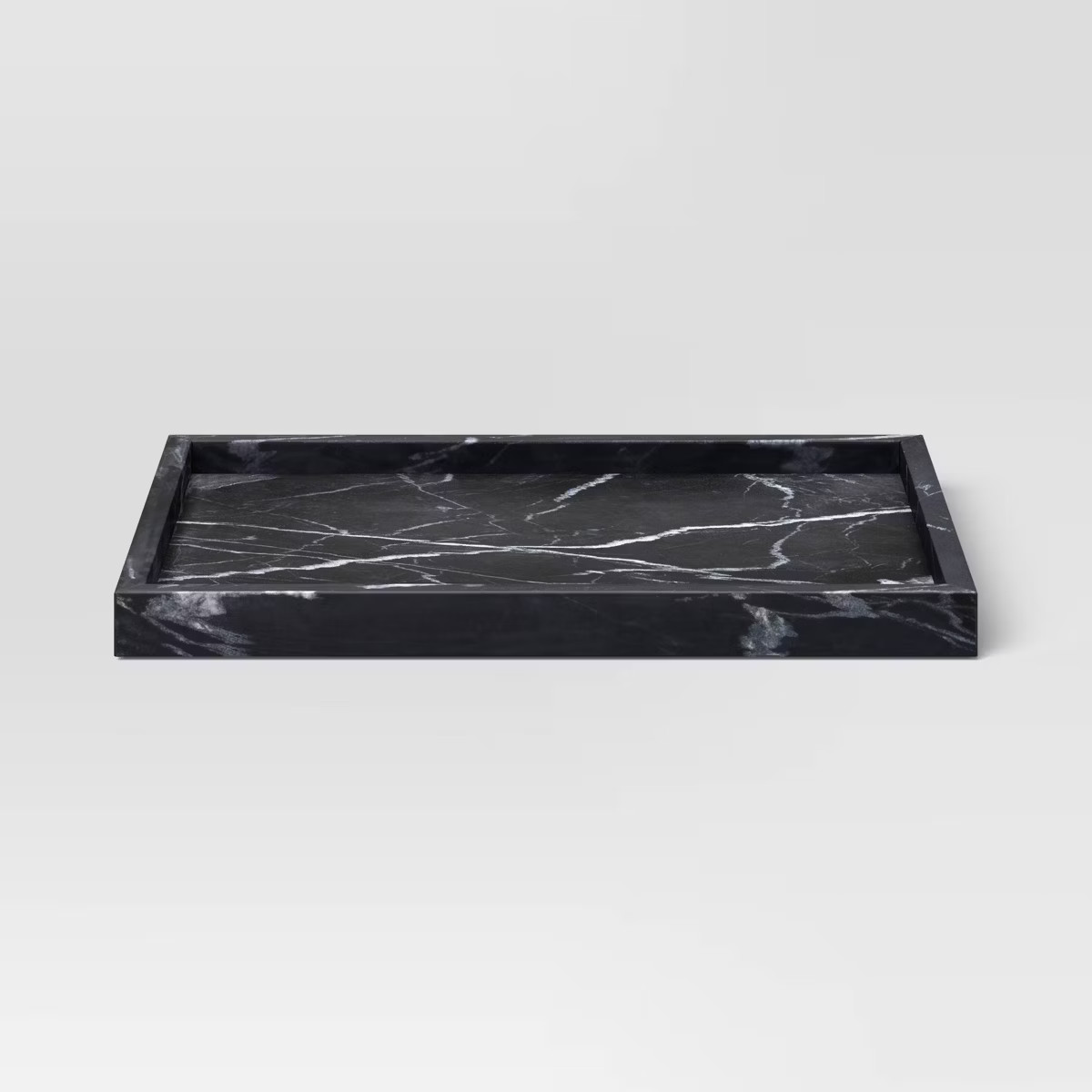 Marble Rectangle Tray Black - Threshold™: Elegant Home Decor, Raised Sides, Tabletop Display | Target