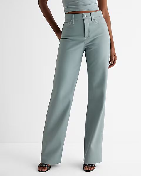 High Waisted Faux Leather Wide Leg Pant | Express