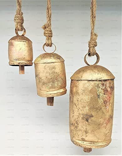 Carfar Handicrafts Vintage Rustic Metal Harmony Cow Bells Set of 3 Huge Rustic Christmas Handmade Be | Amazon (US)