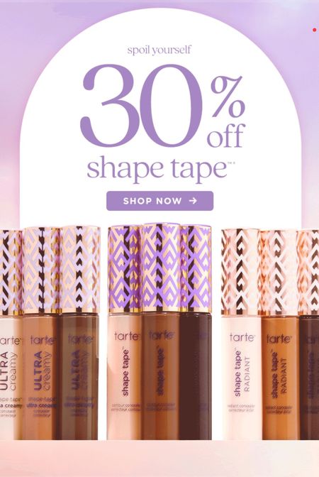 Tarte Cosmetics SALE: 30% off Shape Tape™ starts now!Tarte cosmetics, concealer, shape tape concealer

#LTKBeauty #LTKSaleAlert #LTKOver40