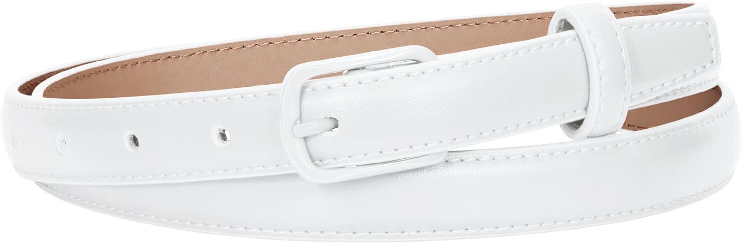 XZQTIVE Black Skinny Belt for Women Jeans Thin Leather Waist Belts With Black Metal Prong Buckle | Amazon (US)