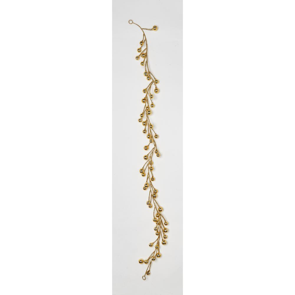 62 in. Gold Shiny Ball Garland | The Home Depot