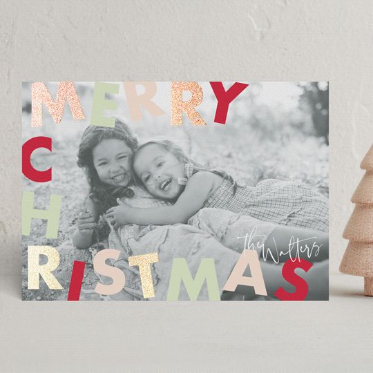 "Merry Colorful" - Customizable Foil-pressed Holiday Cards in Red by Baumbirdy. | Minted
