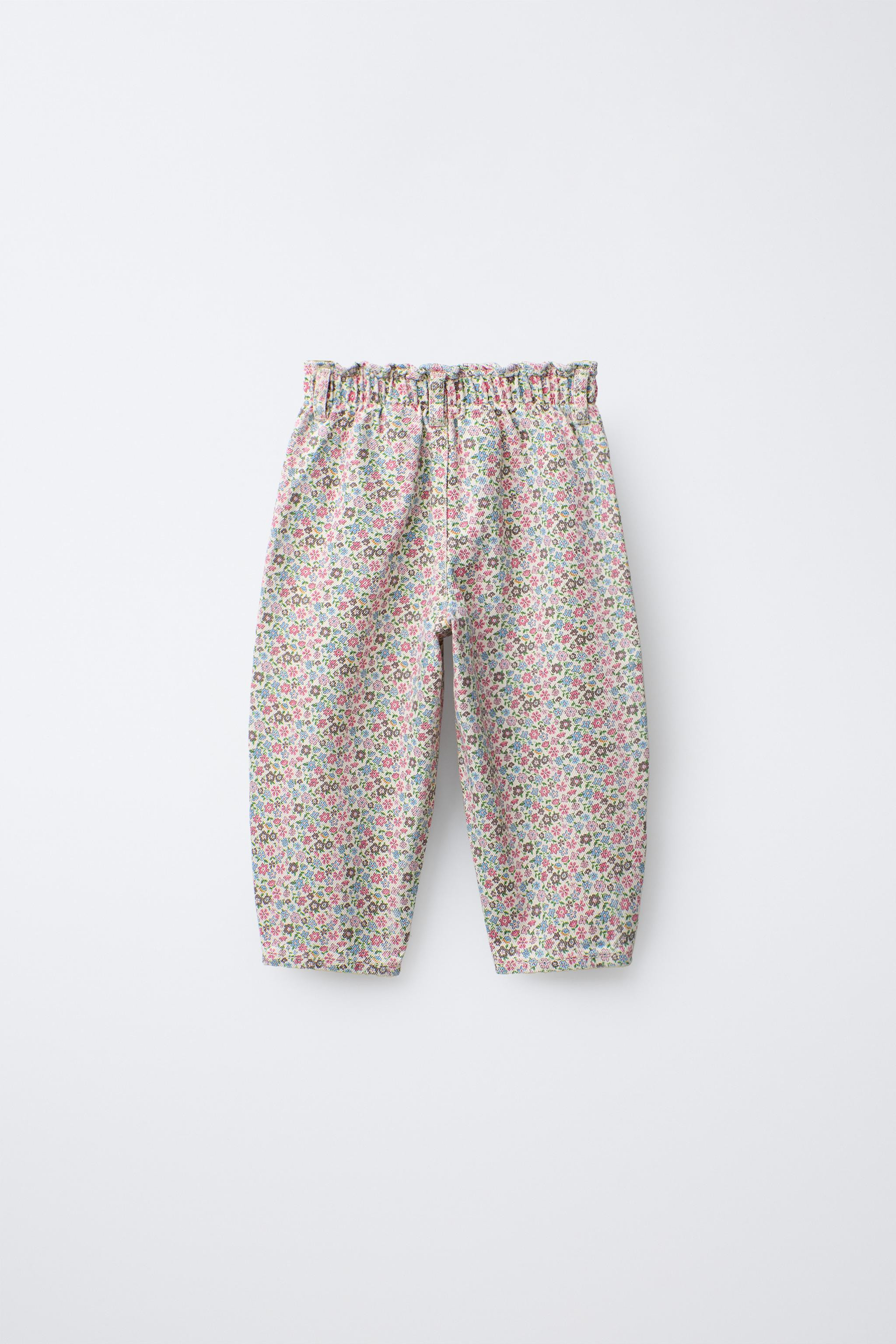FLORAL BAGGY TWILL PANTS | Zara US