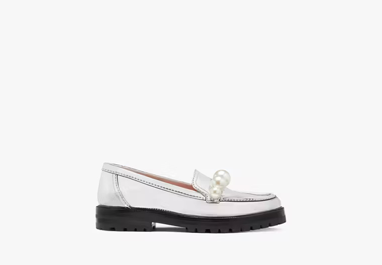 Kate Spade Posh Pearl Loafers, Silver - 9.5 | Kate Spade Outlet