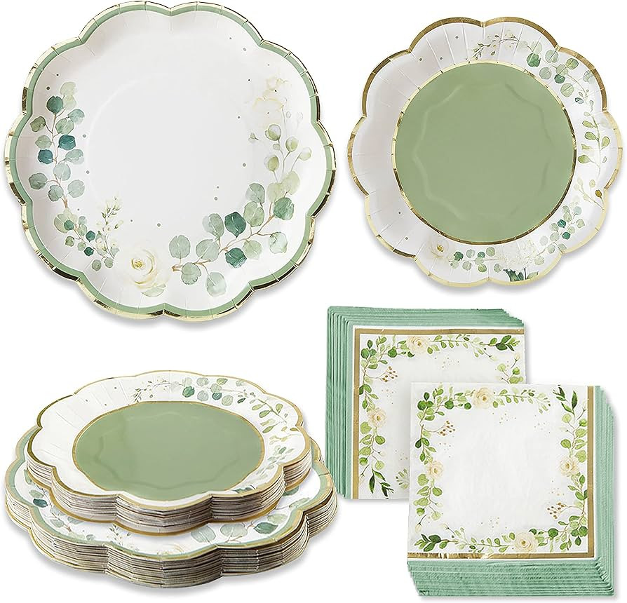 Amazon.com: Kate Aspen Sage Green Party Decorations, Eucalyptus Floral Botanical Garden 62 Piece ... | Amazon (US)