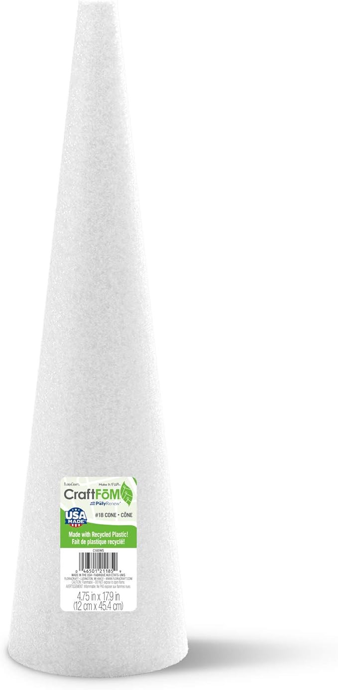 FloraCraft CraftFōM Cone 4.75 Inch x 17.9 Inch White | Amazon (US)