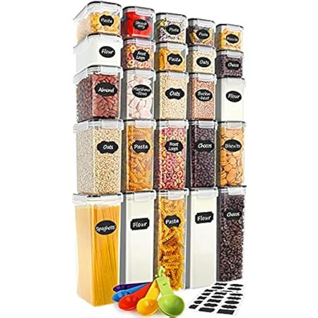 24 Pack Airtight Food Storage Container Set - BPA Free Clear Plastic Kitchen and Pantry Organization | Amazon (US)