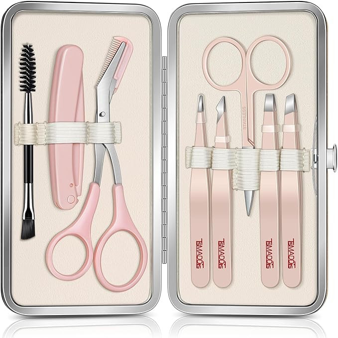 TsMADDTs Tweezers for Women Facial Hair, 8 in 1 Eyebrow Kit with Tweezers, Eyebrow Trimmer Scisso... | Amazon (US)