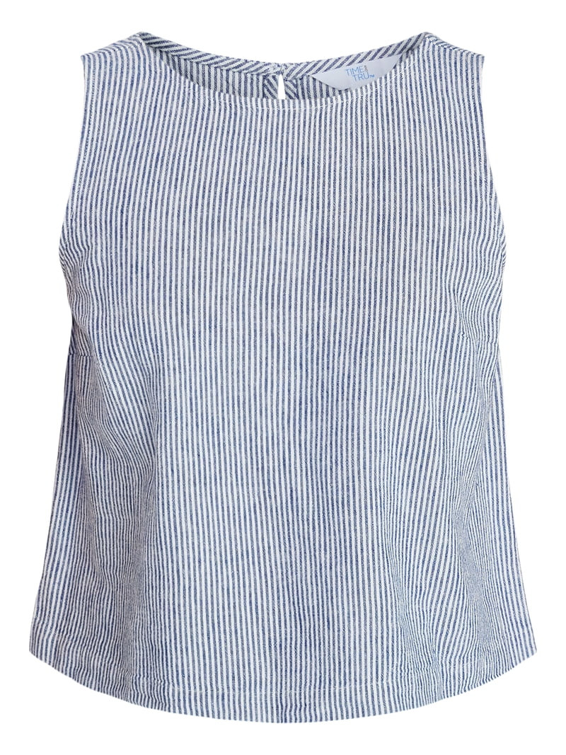 Time and Tru Women\u2019s Linen Blend Sleeveless Top, Sizes XS-XXXL - Walmart.com | Walmart (US)