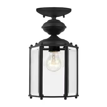 Generation Lighting Classico Black Traditional Beveled Glass Lantern Mini Outdoor Hanging Pendant... | Lowe's