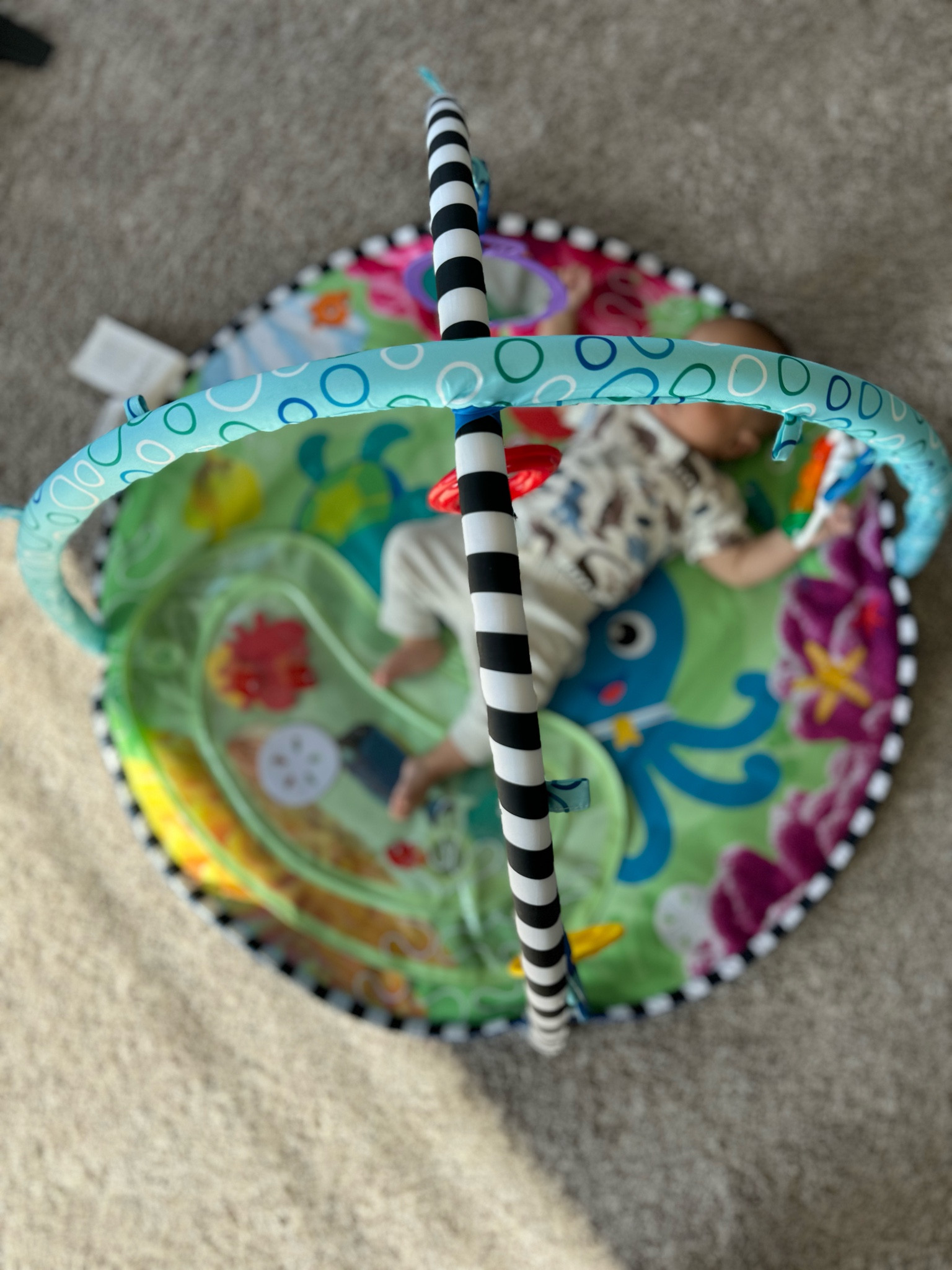 The best play gym for baby! Must have on your registry! It keeps him busy and moving. He loves being on it! And he can lay on here for an hour! There’s a little piece you can fill up with water and let baby enjoy and discover while getting tummy time too! We love our #baby #einstein #playgym