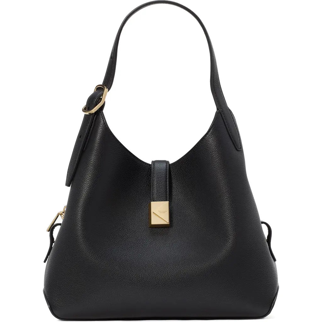Kate Spade New York deco pebbled leather shoulder bag in Black at Nordstrom | Nordstrom