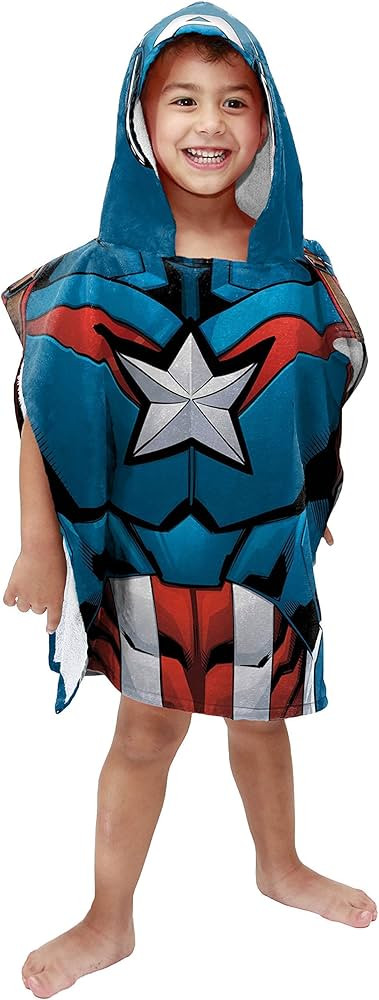 Jay Franco Marvel Avengers Captain America Kids Bath/Pool/Beach Hooded Poncho - Super Soft & Abso... | Amazon (US)