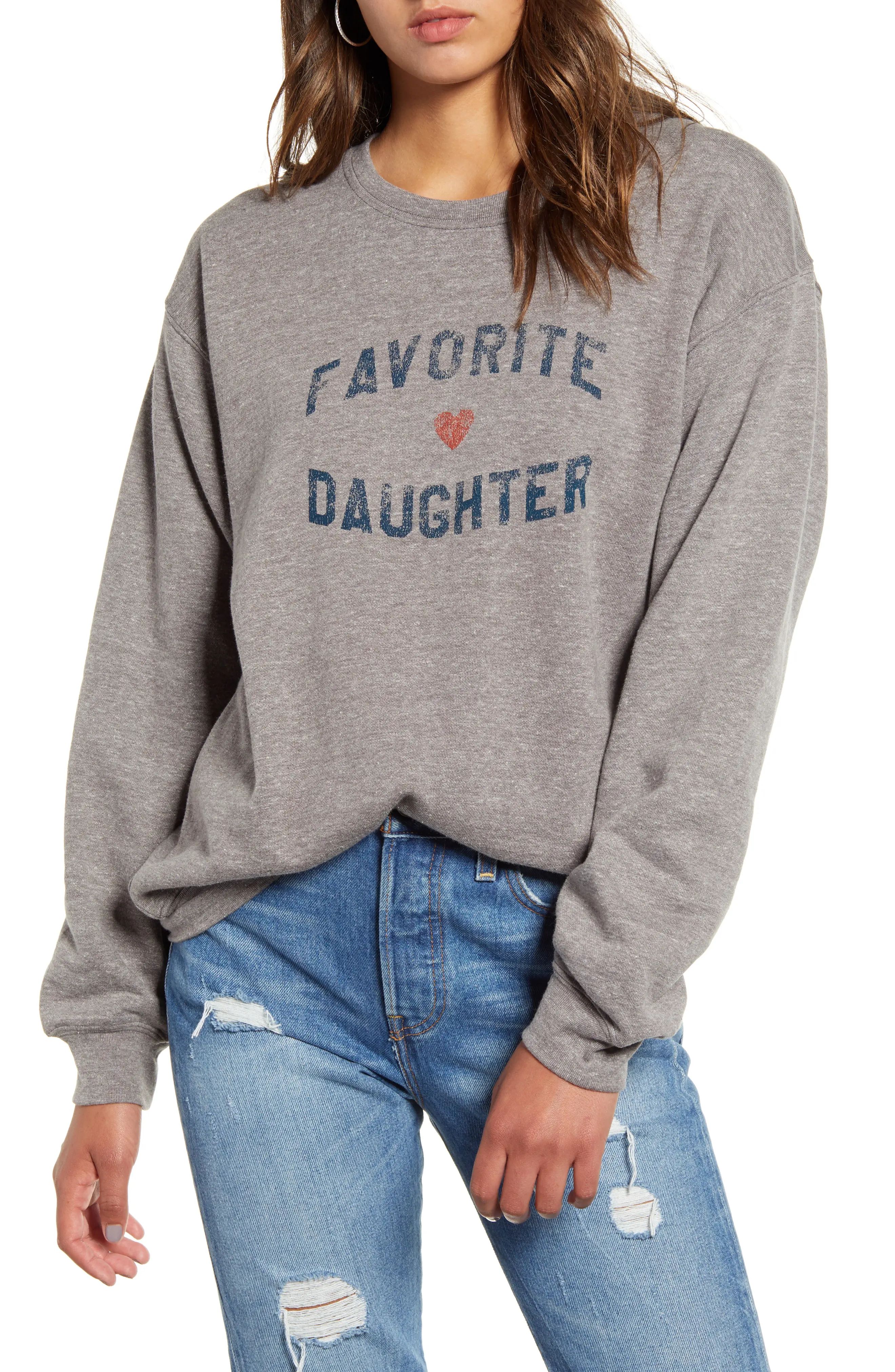 Women's Sub Urban Riot Favorite Daughter Graphic Sweatshirt, Size Large - Grey | Nordstrom