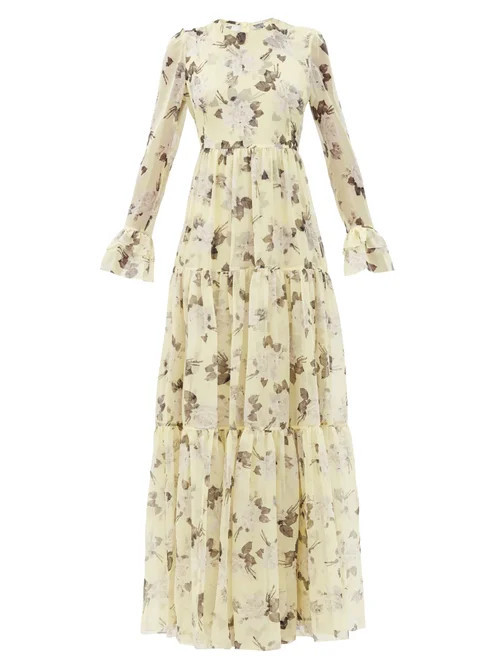 Erdem - Alvaro Rosemont Wallpaper-print Silk Gown - Womens - Yellow Print | Matches (UK)