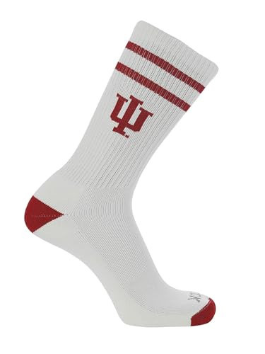 TCK Indiana Hoosiers Socks Vintage Soft Cotton Sock with Stripes – NCAA Licensed | Crimson & Cream Indiana University | College Fan Gameday Apparel for Men & Women | Men's & Women's (Large) | Amazon (US)