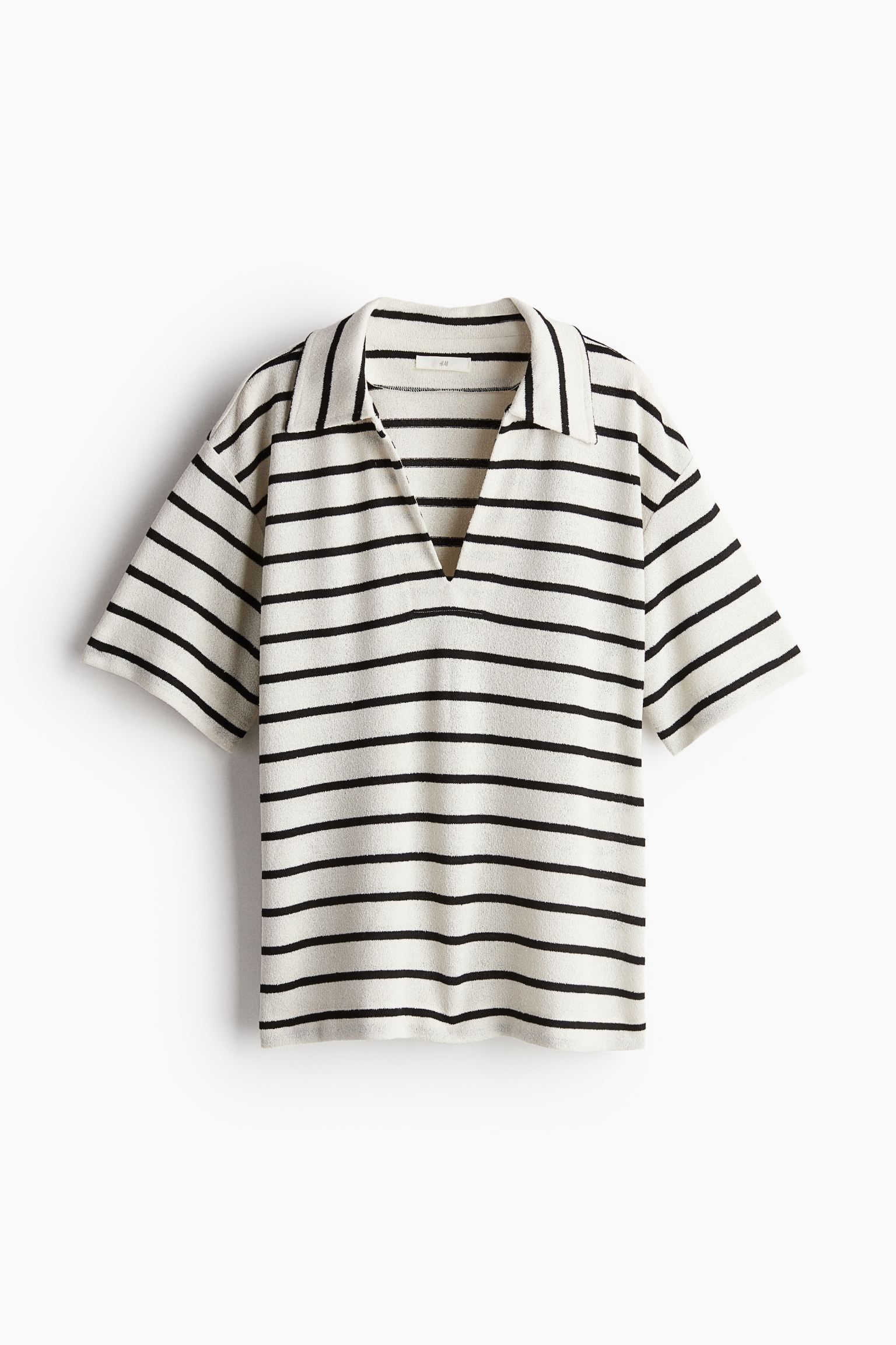 Top with Collar - Cream/black striped - Ladies | H&M US | H&M (US + CA)