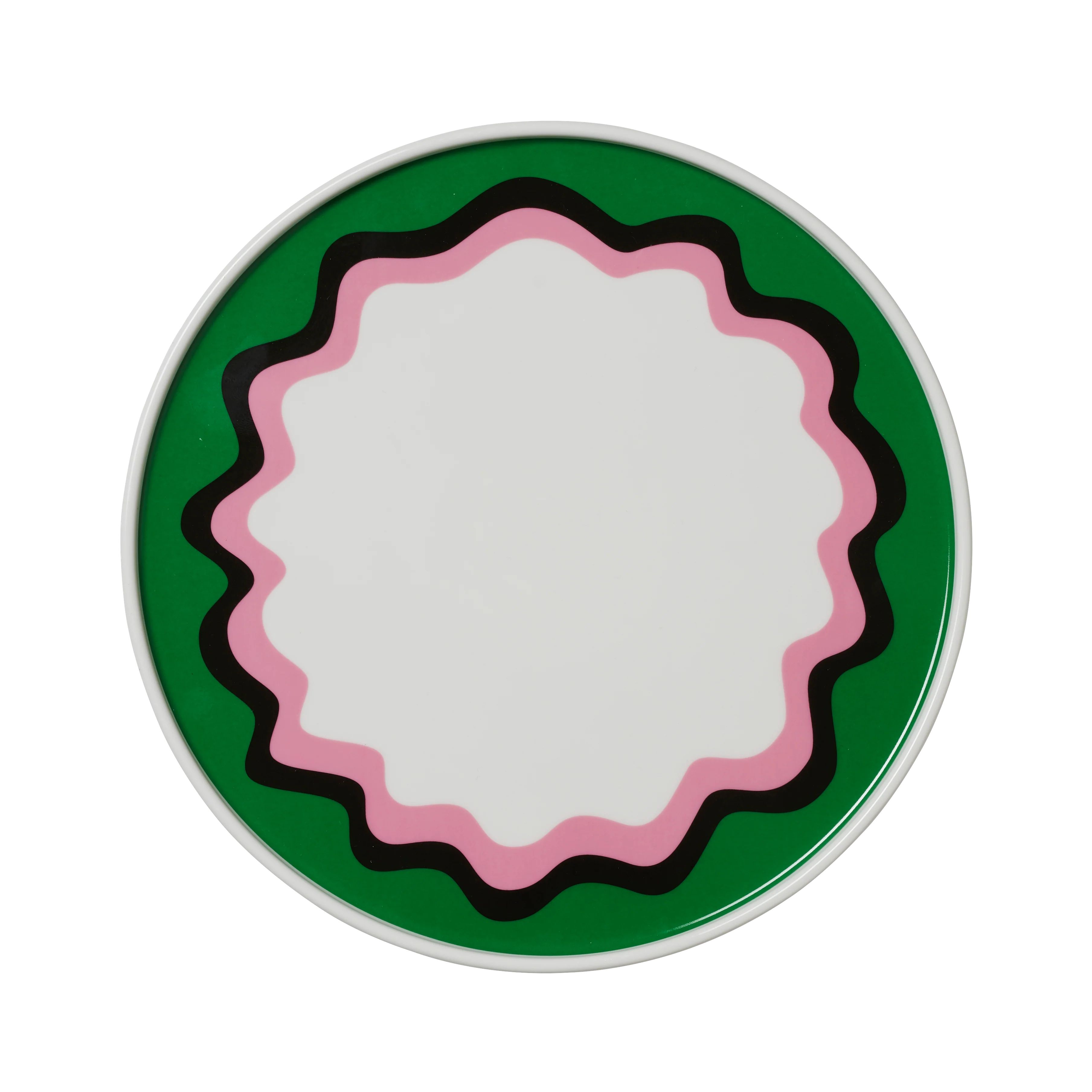 Green and Pink Wave Border Plate | In the Roundhouse