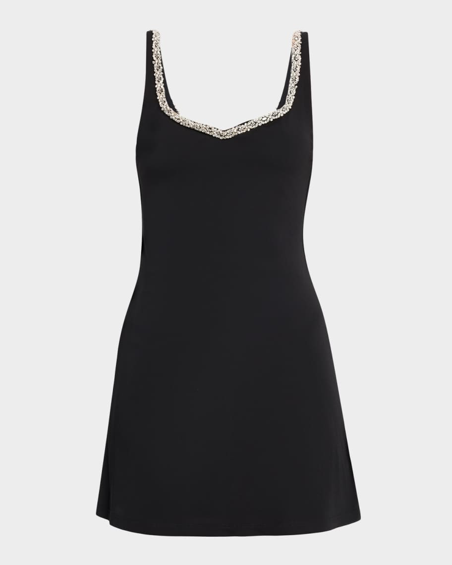 Alice + Olivia Eve Embellished-Trim Mini Dress | Neiman Marcus